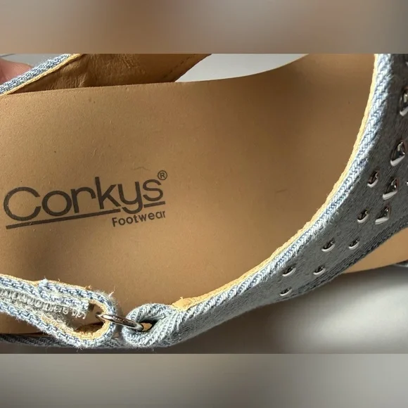Corkys Denim and Silver Studded Wedges - Picture 9 of 10